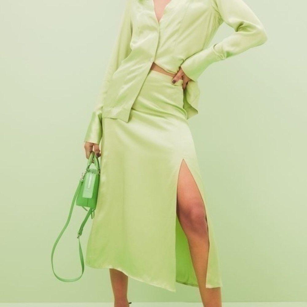 Lime green Viscose Skirt
